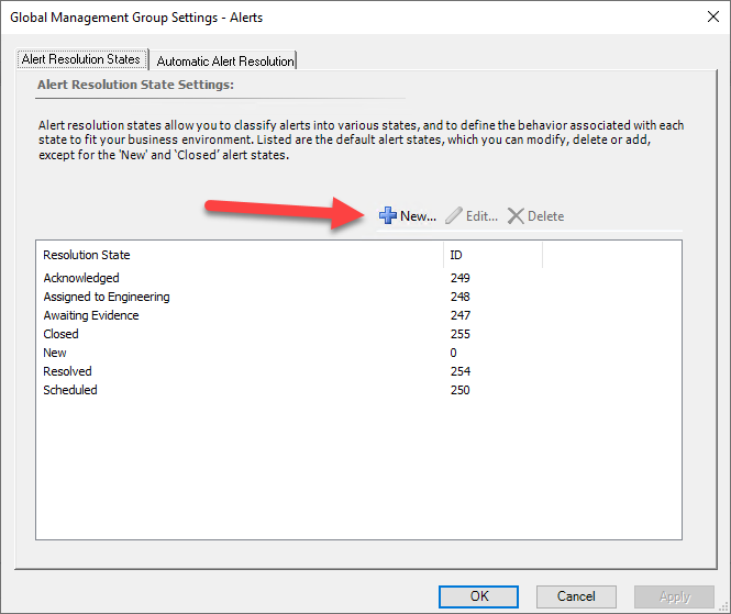 Create a resolution state in SCOM02