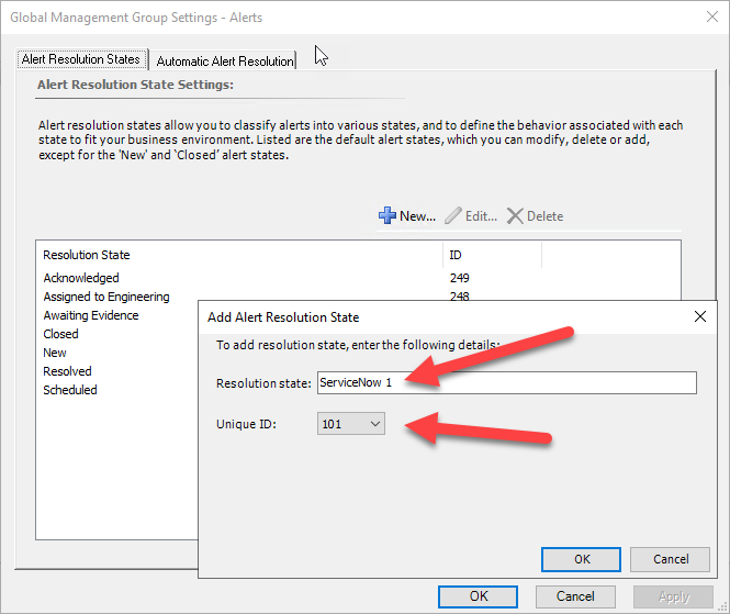 Create a resolution state in SCOM03