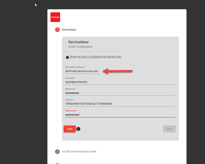 SCOM ServiceNow Incident Connector Wizard step 1-02