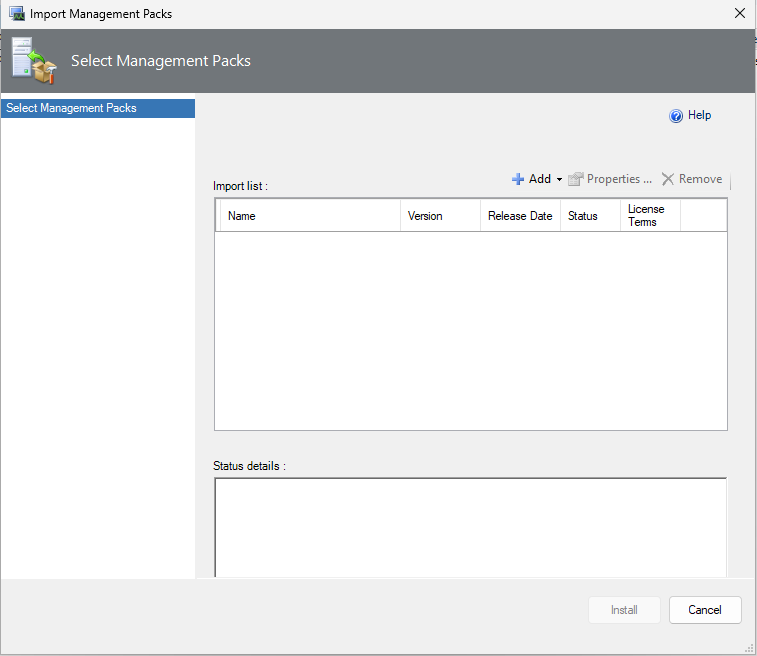 The Import Management Packs wizard in the SCOM console