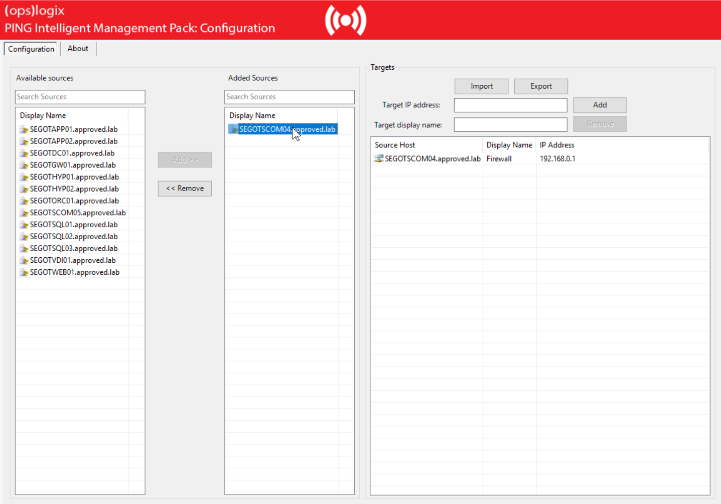 OpsLogix_Ping_Mp_Configuration